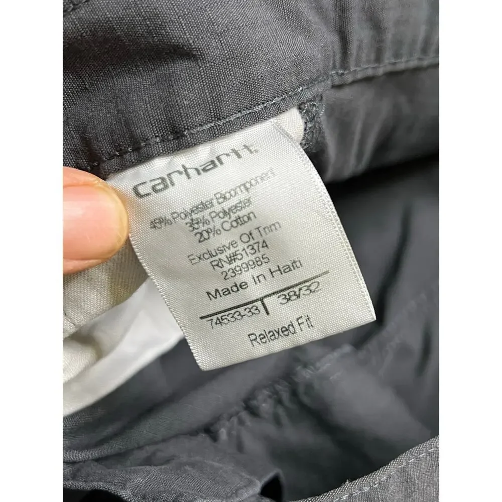 Carhartt Relaxed Fit Canvas Gray Men 38x32 Work Pants Y2K Casual utility distres